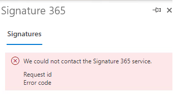 Signature 365 add-in connection error message for on-premises mailbox